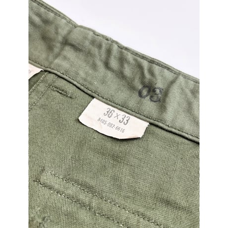 60s US ARMY OG-107 COTTON SATEEN BAKER PANTS Size W36L33→W35L32.5