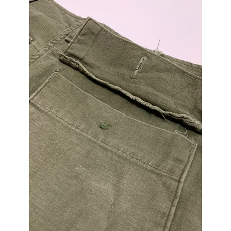 70s US ARMY OG-107 COTTON SATEEN BAKER PANTS Size W32L35→W30L32