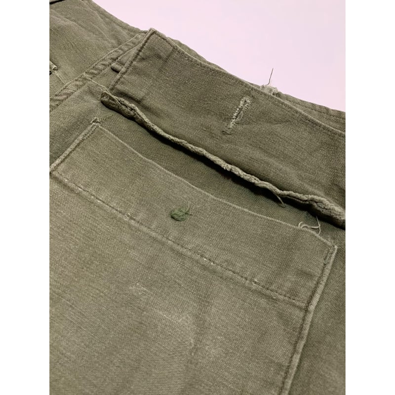 70s US ARMY OG-107 COTTON SATEEN BAKER PANTS Si