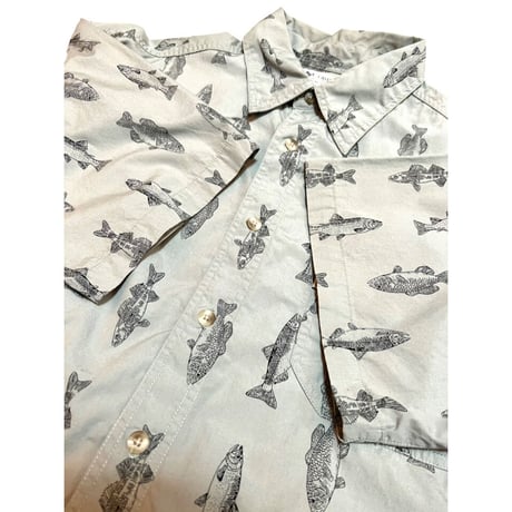 90s Columbia "FISH PATTERN" S/S SHIRT Size L