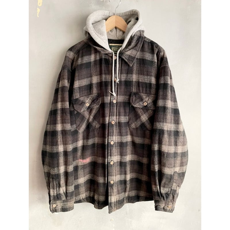 90s FIELD&STREAM QUILTING HOODIE FLANNEL SHIRT