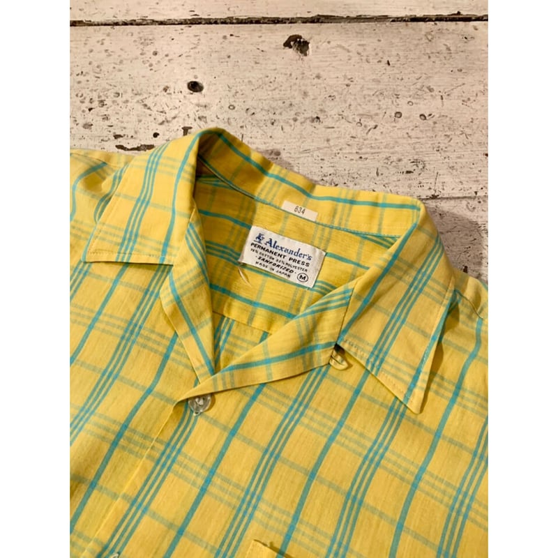 70s ALEXANDER'S S/S OPEN COLLAR SHIRT Size M |