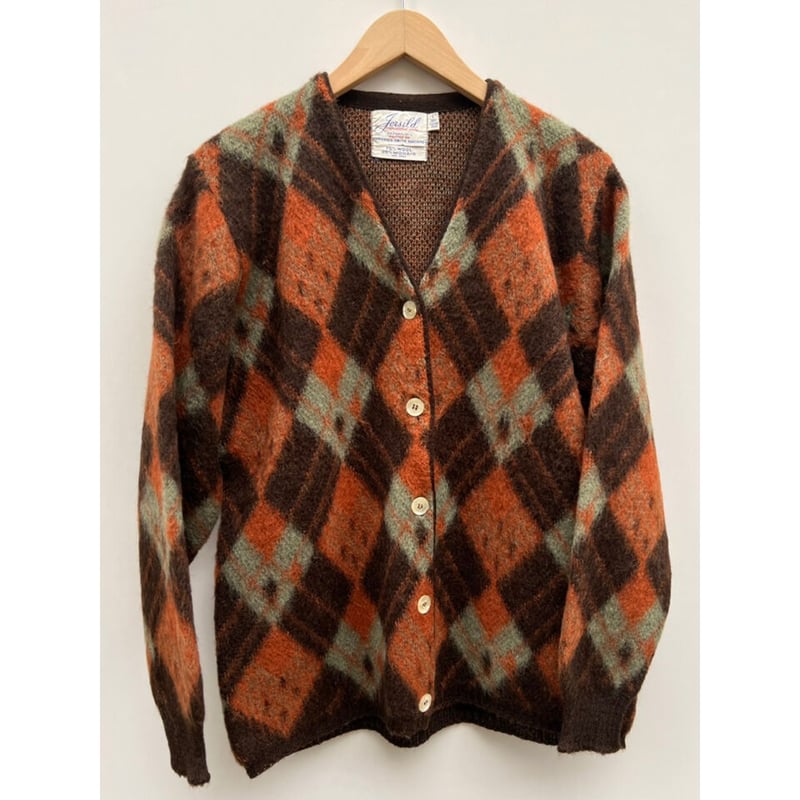 60s mohair cardigan yellow 格子柄　モヘアカーディガン 60s mohair cardigan yellow 格子柄 モヘアカーディガン