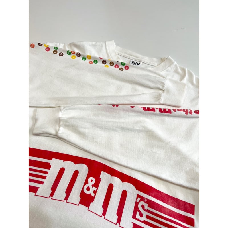 90s m&m’s usa製 ロンt 袖プリント 長袖tシャツ 90s M&M's エムアンドエムズ キャラクターロンT プリントT 赤 XL