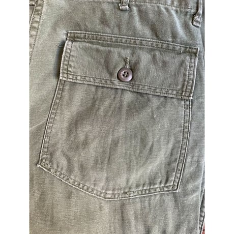 70s US ARMY OG-107 COTTON SATEEN BAKER PANTS Size W32L33→W31L30