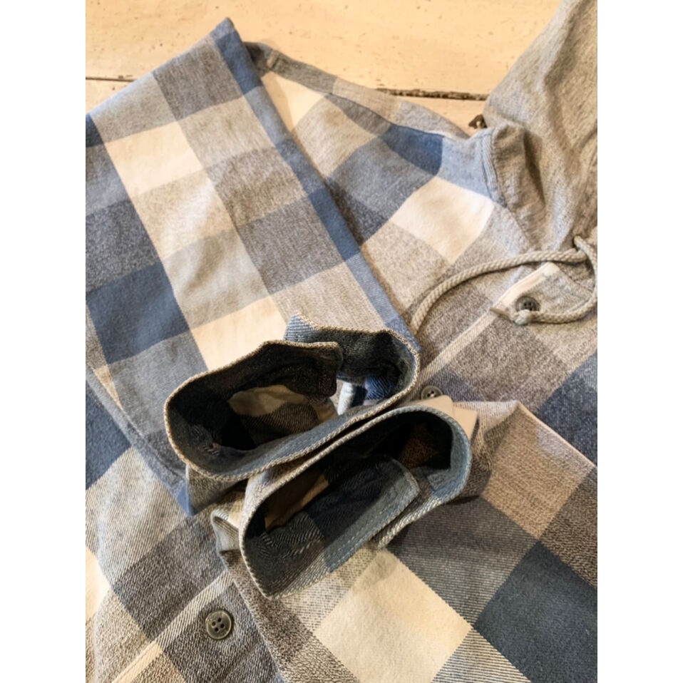 90s ANCHOR BLUE HOODIE FLANNEL SHIRT Size L |