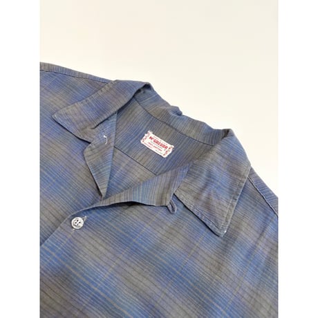 60s McGREGOR "OMBRE CHECK" OPEN COLLAR SHIRT MADE IN USA 🇺🇸 Size L