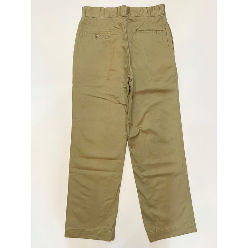 70s US ARMY KHAKI TROUSERS Size W30L30→W30L29 |