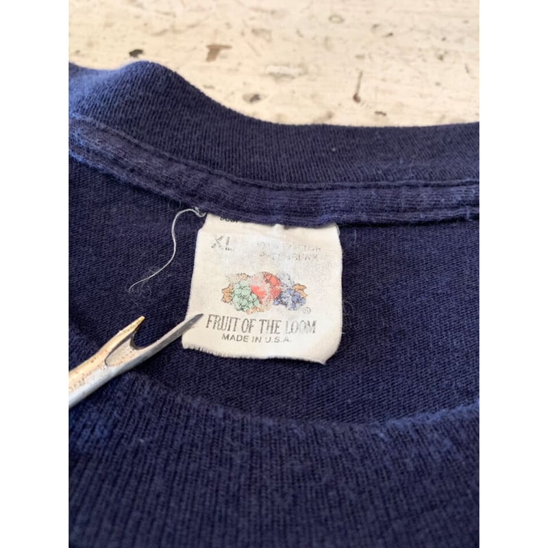 90s FRUIT OF THE LOOM ポケットTシャツ L 青 A294 90s USA製 FRUIT OF THE LOOM 無地 コットン ポケットTシャツ
