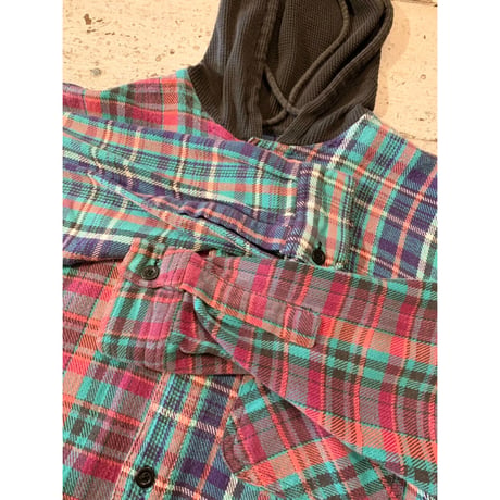90s FORCE MAJEURE HOODIE FLANNEL SHIRT Size M