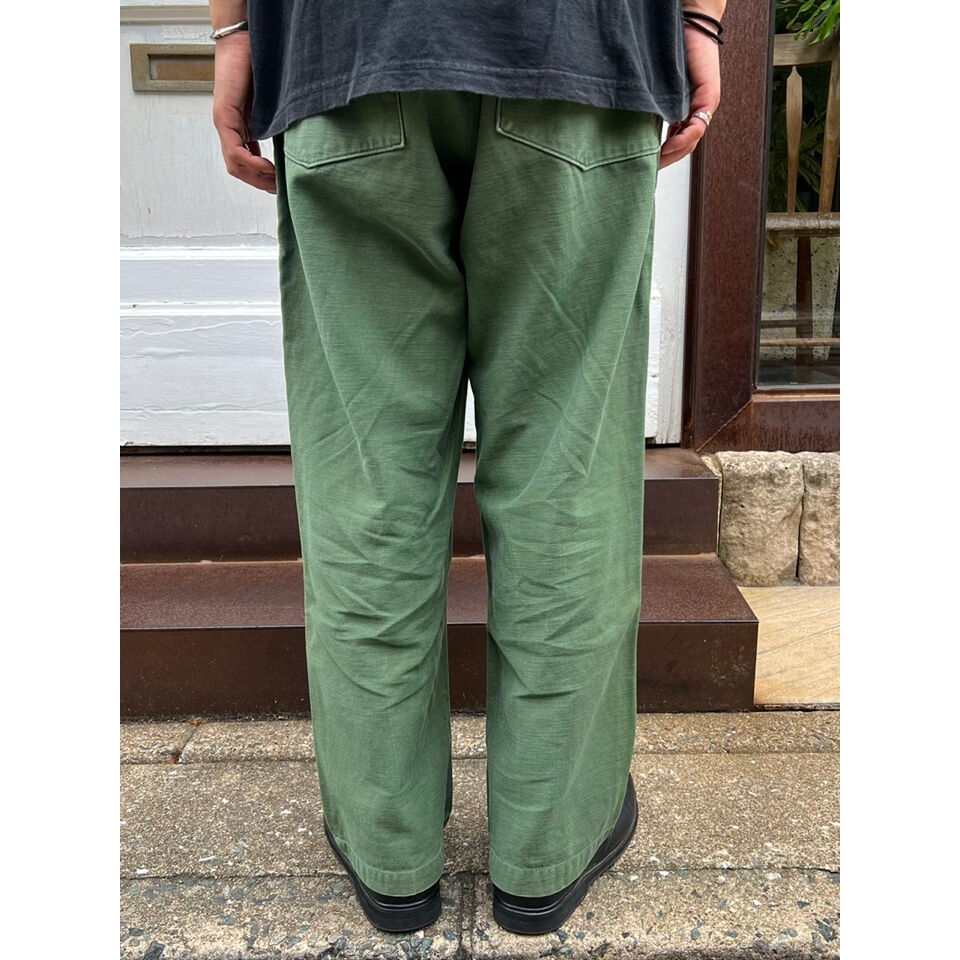70s US ARMY OG-107 COTTON SATEEN BAKER PANTS Si