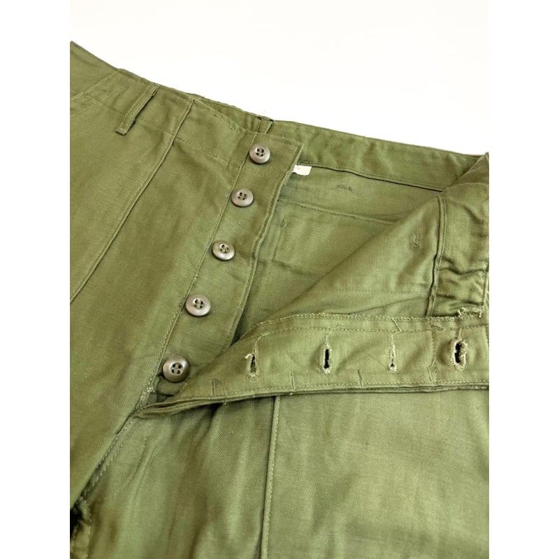 70s US ARMY OG-107 COTTON SATEEN BAKER PANTS Si