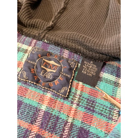 90s FORCE MAJEURE HOODIE FLANNEL SHIRT Size M