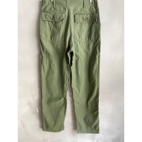 70s US ARMY OG-107 COTTON SATEEN BAKER PANTS Size W32L33→W31L30