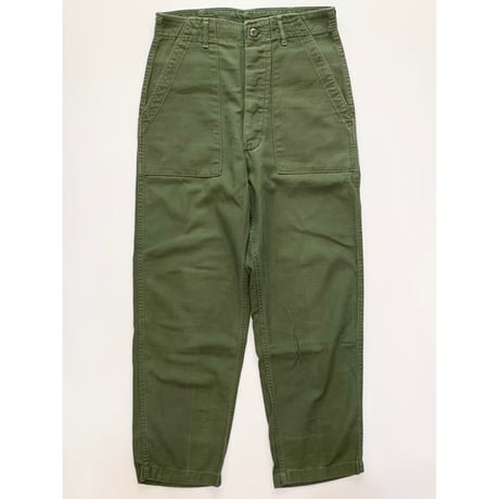 70s US ARMY OG-107 COTTON SATEEN BAKER PANTS Size W30L31→W30L28