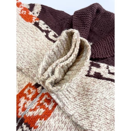 60s "TOTEM POLE" COWICHAN SWEATER Size XL程