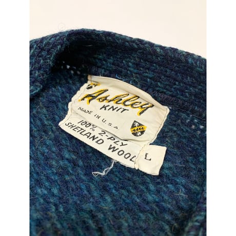 60s ASHLEY SHETLANDWOOL CARDIGAN MADE IN USA 🇺🇸 Size L