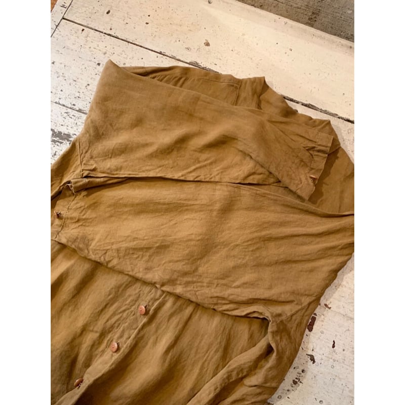 リトアニア製 古着 90s FLAX リネン オープンカラーシャツ リネンシャツ リトアニア製 古着 90s FLAX リネン オープンカラーシャツ