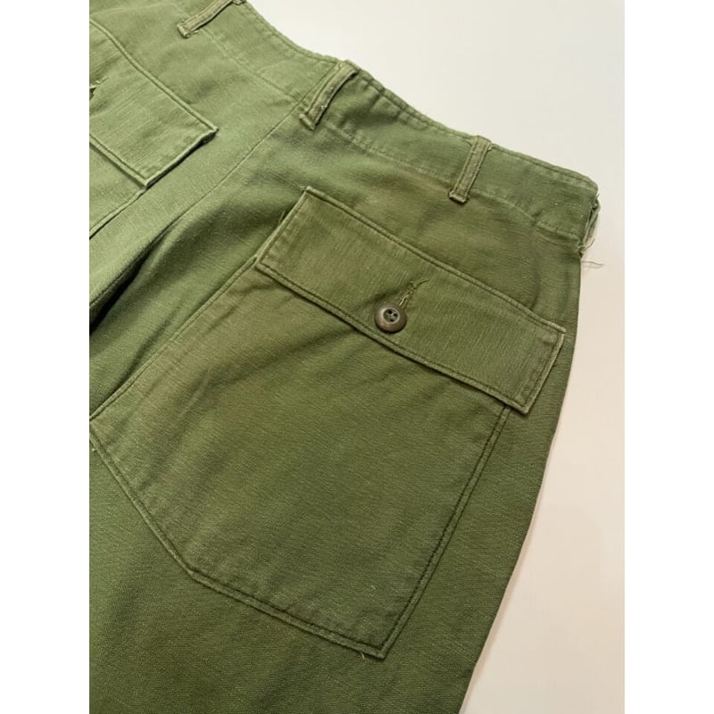 70s US ARMY OG-107 COTTON SATEEN BAKER PANTS Si
