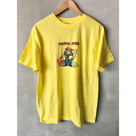 80s "DEADSTOCK" POLITICAL JUNKIE  Tee MADE IN USA🇺🇸Size L