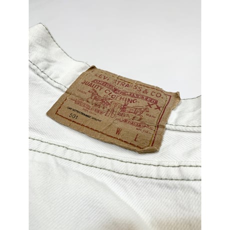 90s Levi’s 501 WHITE DENIM PANTS MADE IN USA 🇺🇸 Size W31L30→W30L29