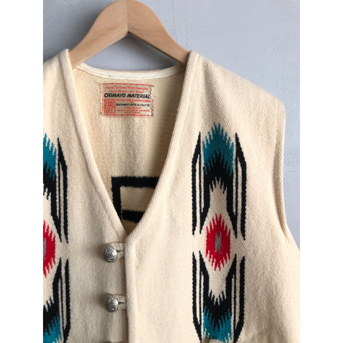 50s SOUTHWEST ARTS&CRAFTS CHIMAYO VEST SIZE 38