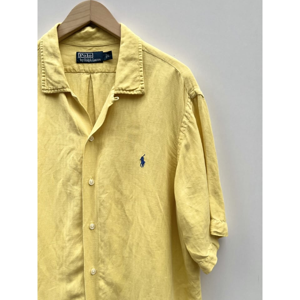 90s Ralph Lauren S/S OPEN COLLAR SHIRT Size L |