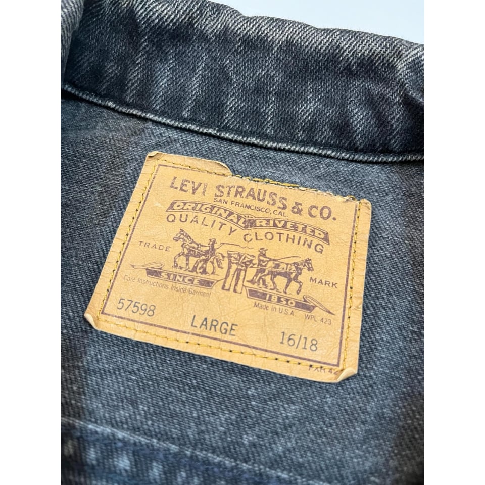 819TK オリジナル 90s Levi's 57598 BLACK DENIM JACKET MADE IN USA