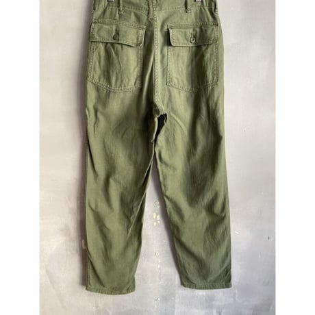 70s US ARMY OG-107 COTTON SATEEN BAKER PANTS Size W32L33→W31L30