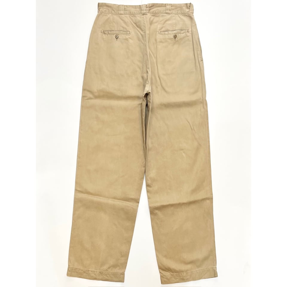 50s US ARMY KHAKI TROUSERS Size W32L33→W31L32 |