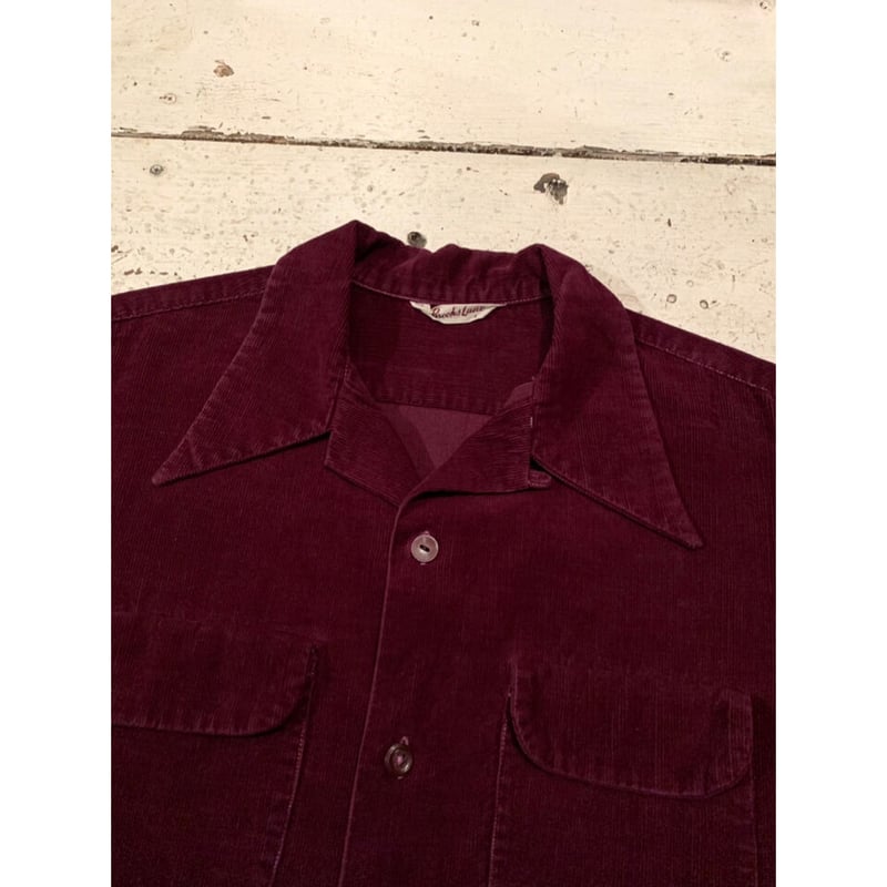 50s Brooks Lane OPEN COLLAR CORDUROY SHIRT Size 50s Brooks Lane OPEN COLLAR CORDUROY SHIRT Size
