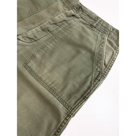 70s US ARMY OG-107 COTTON SATEEN BAKER PANTS Size W36L31→W34L29
