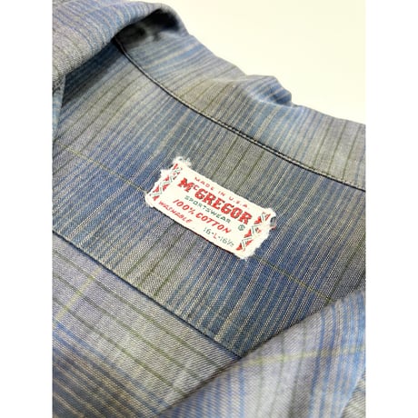 60s McGREGOR "OMBRE CHECK" OPEN COLLAR SHIRT MADE IN USA 🇺🇸 Size L