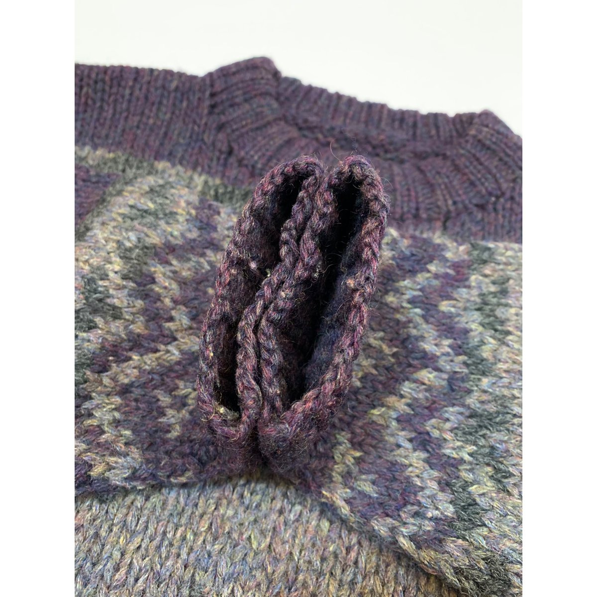 90's hand knit 幾何学編み ローゲージニット - トップス 90's hand knit 幾何学編み ローゲージニット - トップス