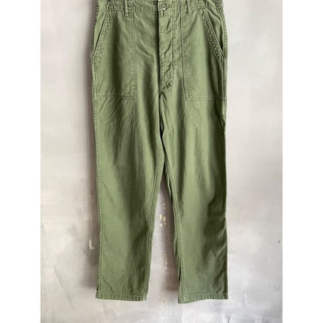 70s US ARMY OG-107 COTTON SATEEN BAKER PANTS Size W32L33→W31L30