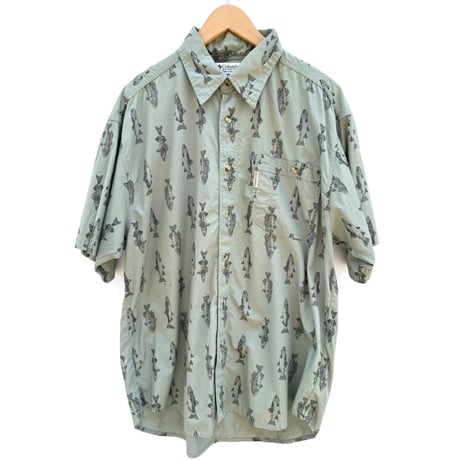 90s Columbia "FISH PATTERN" S/S SHIRT Size L