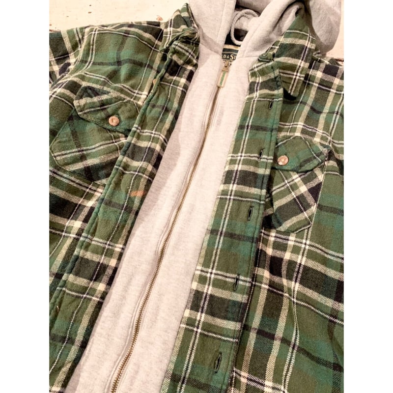 90s FIELD&STREAM QUILTING HOODIE FLANNEL SHIRT