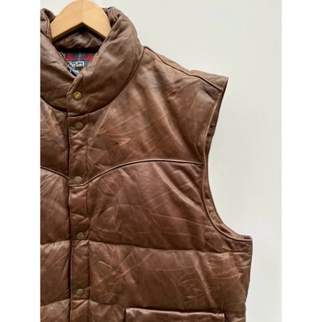 90s Ralph Lauren LEATHER DOWN VEST Size XXL