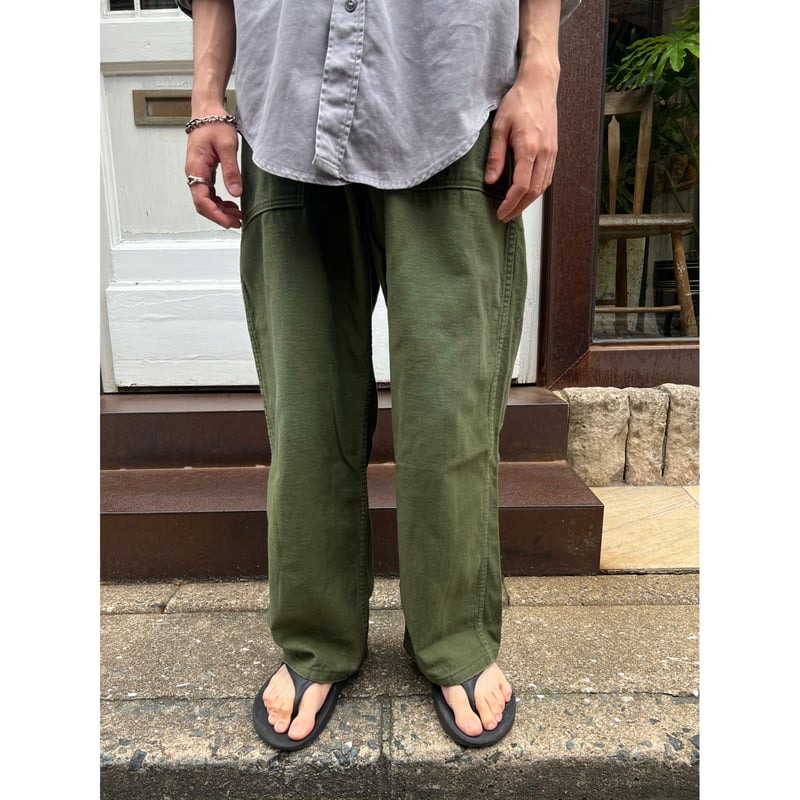 60s US ARMY OG-107 COTTON SATEEN BAKER PANTS Si