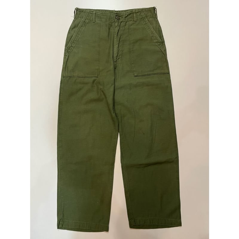 70s US ARMY OG-107 COTTON SATEEN BAKER PANTS Si