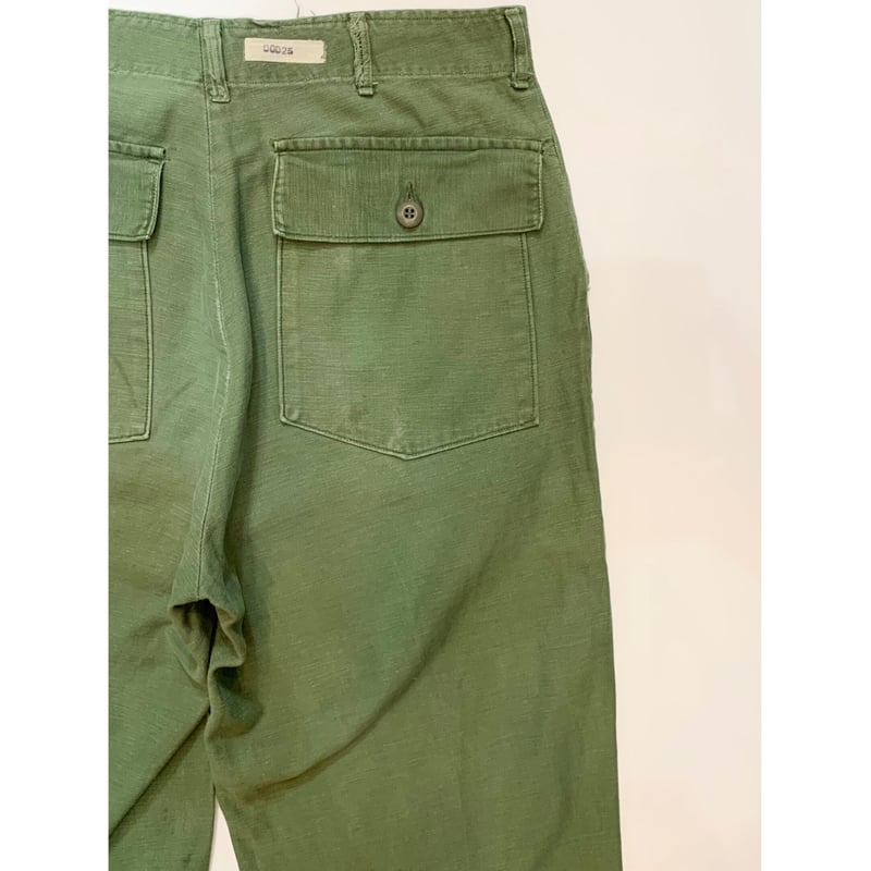 70s US ARMY OG-107 COTTON SATEEN BAKER PANTS Si