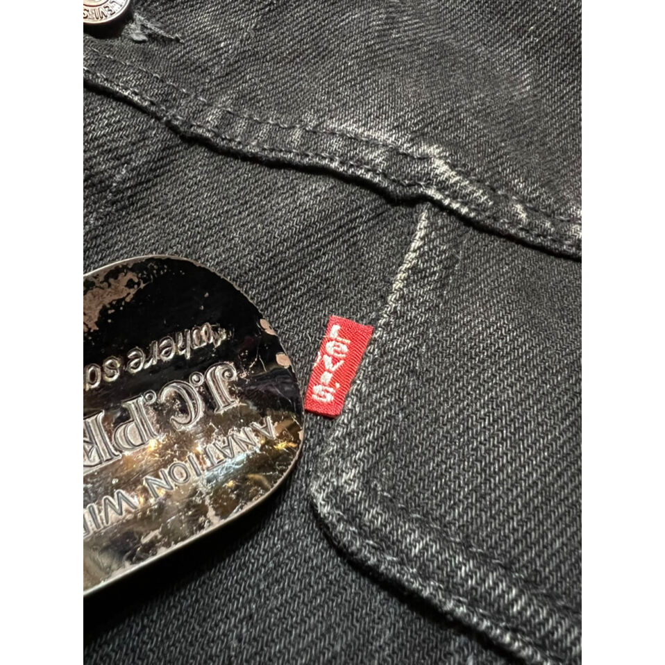 90s Levi's 70598-4159 BLACK DENIM JACKET Size X...