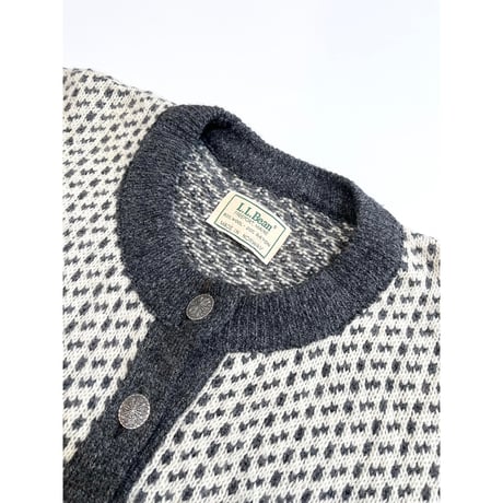 80s L.L.Bean "BIRDS EYE" WOOL CARDIGAN MADE IN NORWAY 🇳🇴 Size L程