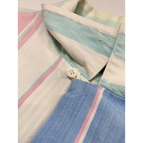 80〜90s Ralph Lauren "HAND WOVEN" S/S OPEN COLLAR SHIRT Size L