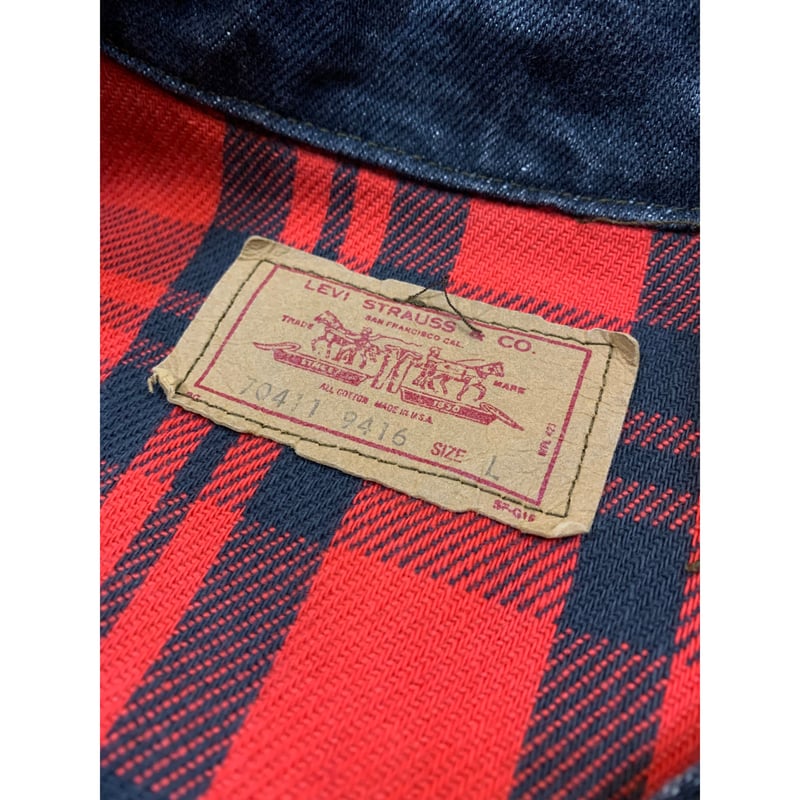 80〜90s Levi's 70411 FLANNEL LINED BLACK DENIM J