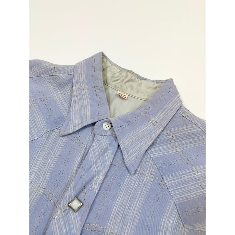 60s ウエスタンシャツ レーヨン ティファニーブルー レア Vintage H BAR C 60s L/S 刺繍 フリンジ ウエスタンシャツ