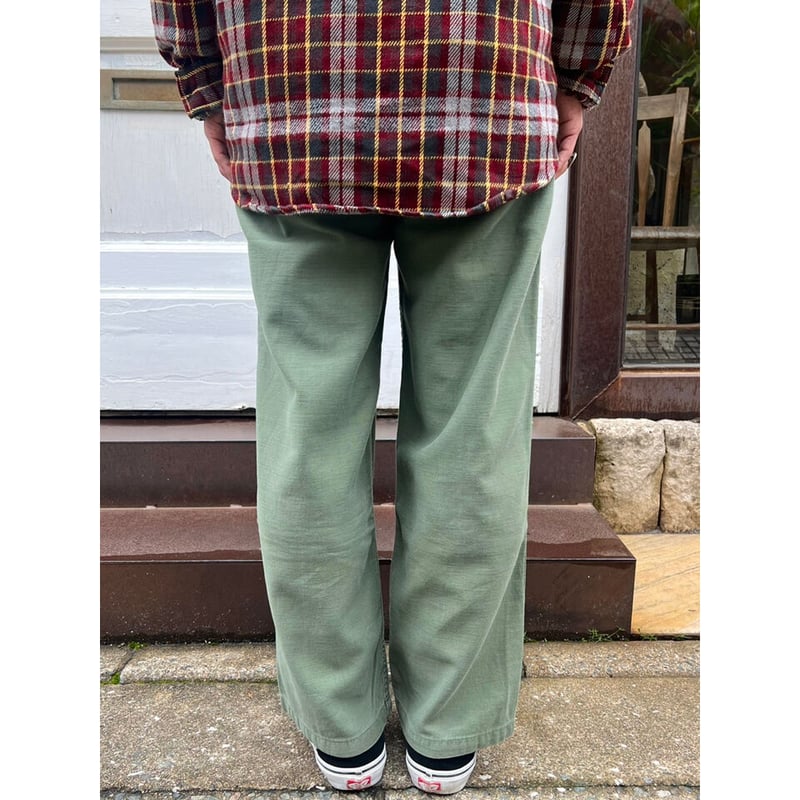 70s US ARMY OG-107 COTTON SATEEN BAKER PANTS Si