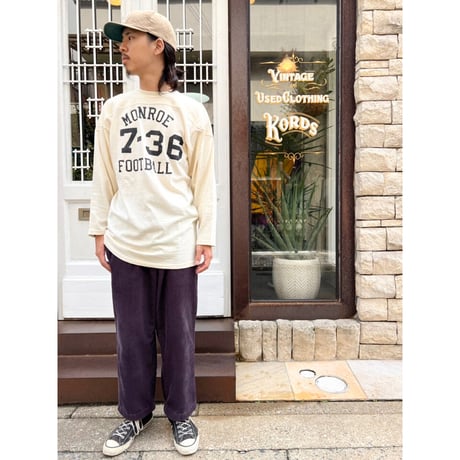 60s "DEAD STOCK" Unknown FOOT BALL Tee With ELBOW PATCH Size XL程