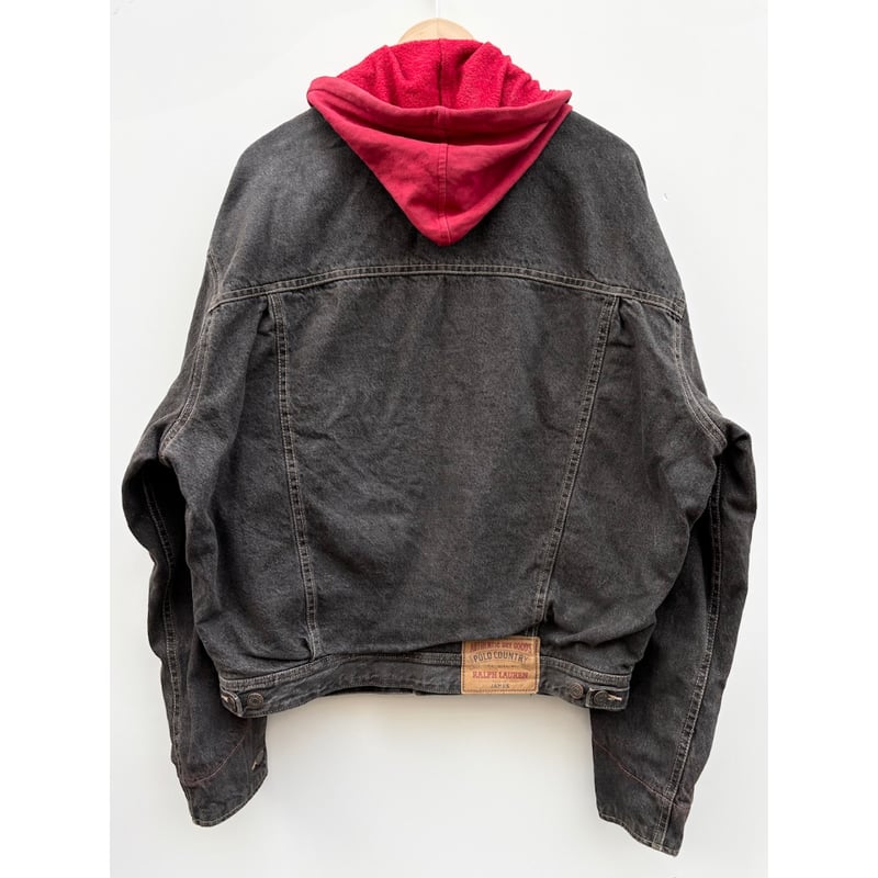 80〜90s POLO COUNTRY BLACK DENIM WORK JACKET MAD