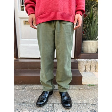70s US ARMY OG-107 COTTON SATEEN BAKER PANTS Size W32L35→W30L32